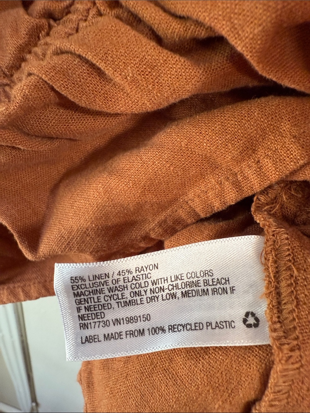 Milkmaid Rust Orange Linen Blend Peasant Crop Top Puff Sleeve Cottagecore Size S - Picture 8 of 8